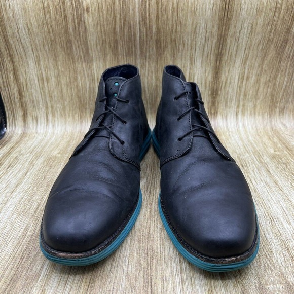 Cole Haan Lunargrand Chukka Leather Boot Casual C11721 Black Teal Mens Size 13 - Picture 2 of 9
